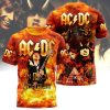 AC DC In Rock We Trust Fiery Flame Graphics Rock Band 3D Hoodie