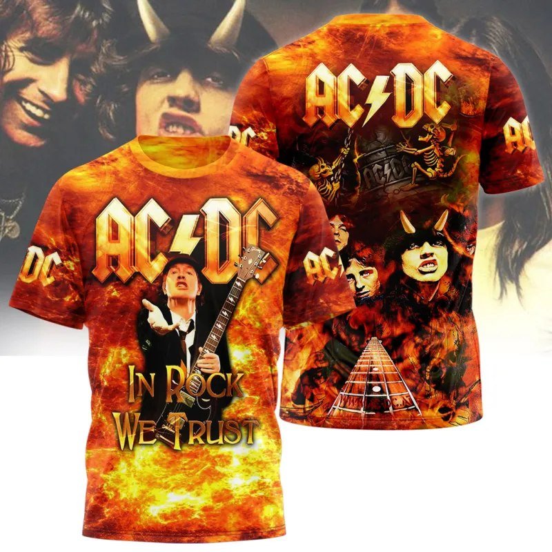 AC DC In Rock We Trust Fiery Flame Graphics Rock Band 3D Hoodie AC DC In Rock We Trust Fiery Flame Graphics Rock Band 3D Hoodie