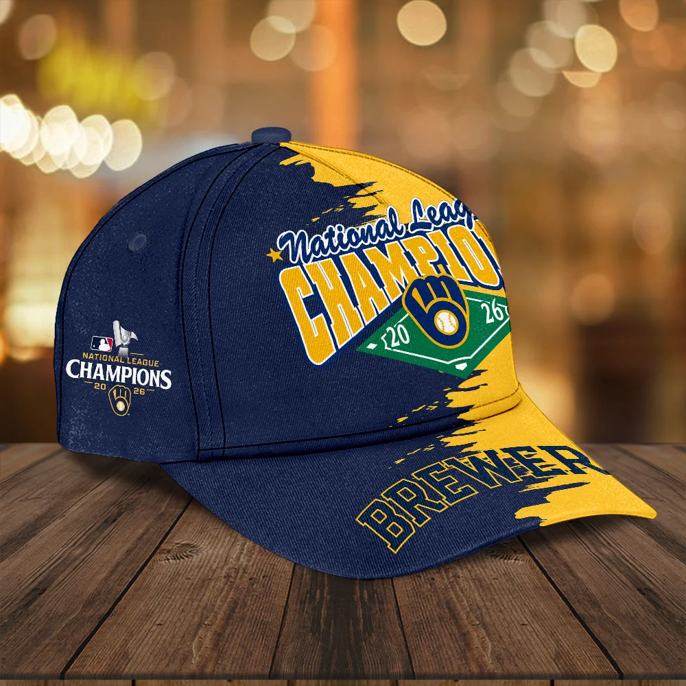 Milwaukee Brewers 2026 National League Champions Commemorative Split Color Classic Cap Milwaukee Brewers 2026 National League Champions Commemorative Split Color Classic Cap