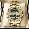 Milwaukee Brewers 2026 National League Champions Luxury Gold Commemorative Quartz Watch