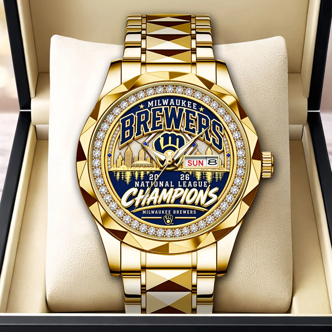 Milwaukee Brewers 2026 National League Champions Luxury Gold Commemorative Quartz Watch