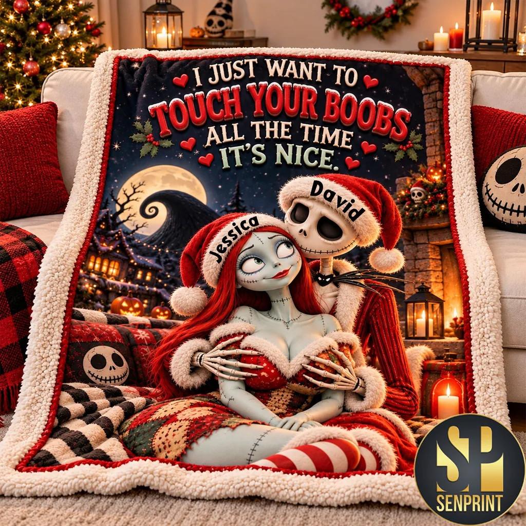 Personalized Nightmare Before Christmas Couple Fleece Blanket