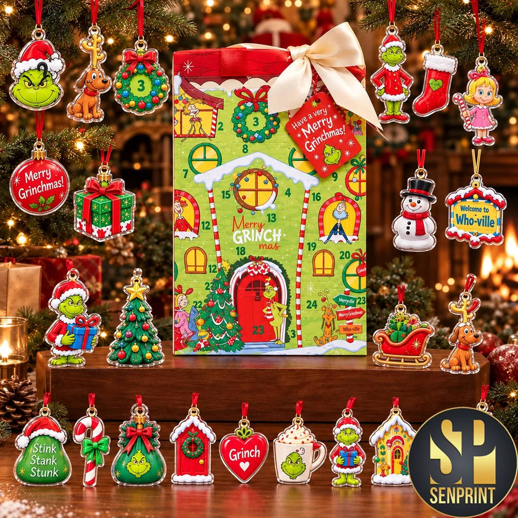 The Grinch Merry Grinchmas Holiday Advent Calendar Ornament Set