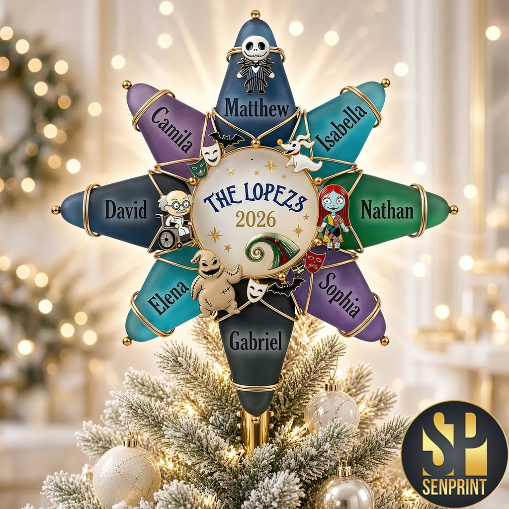 Personalized Nightmare Before Christmas Family Tree Topper
