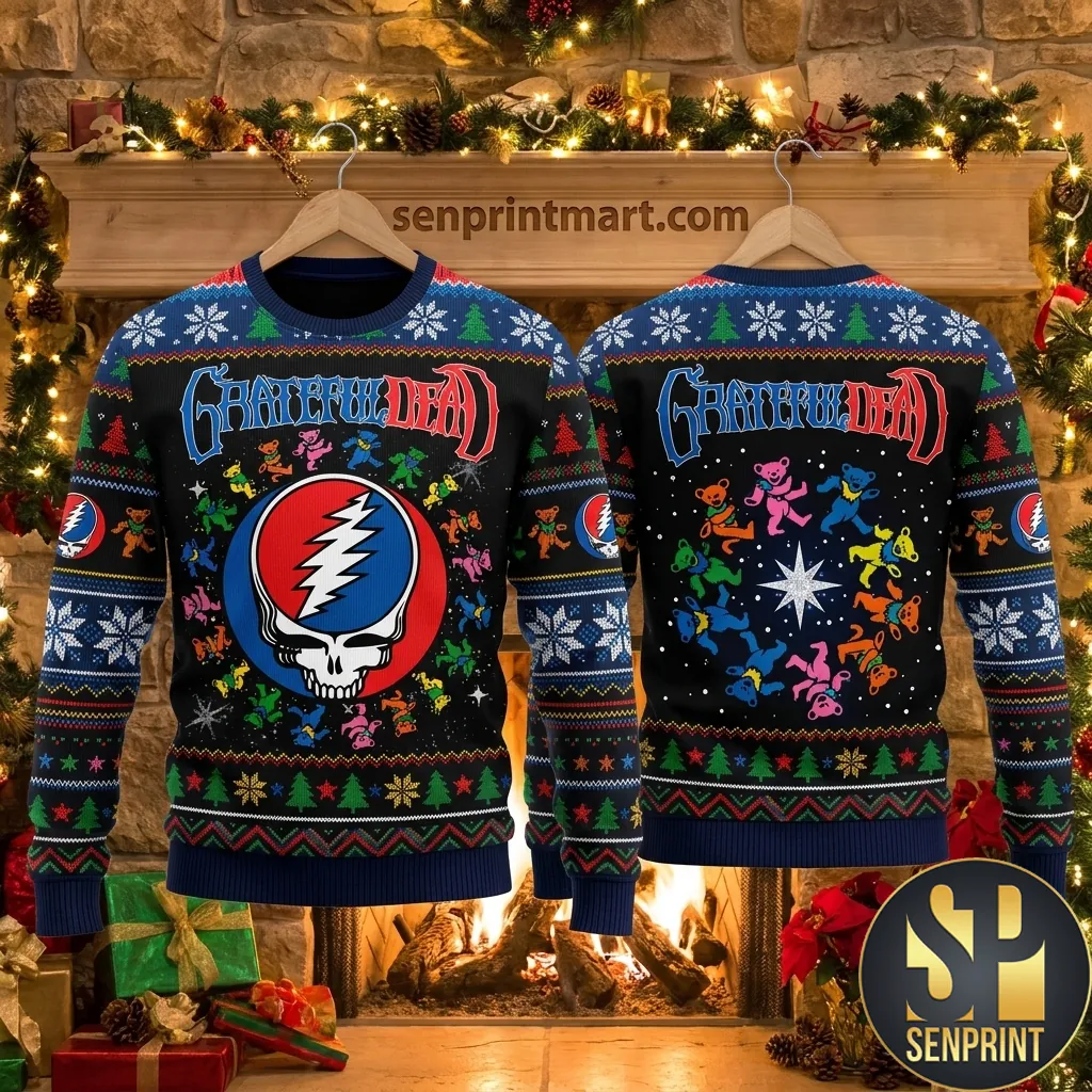 Grateful Dead Dancing Bears Christmas Holiday Knitted Sweater