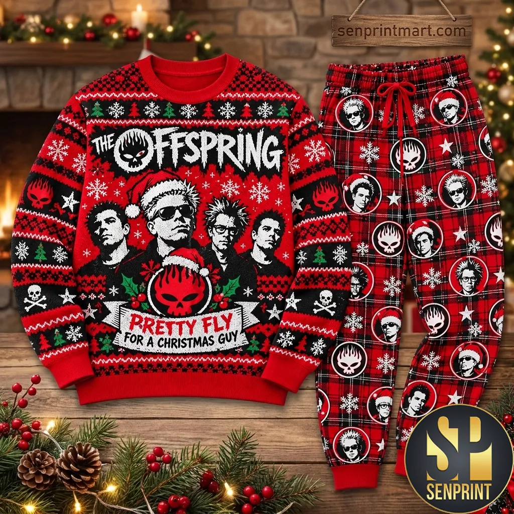 The Offspring Pretty Fly Christmas Band Graphic Pajama Set