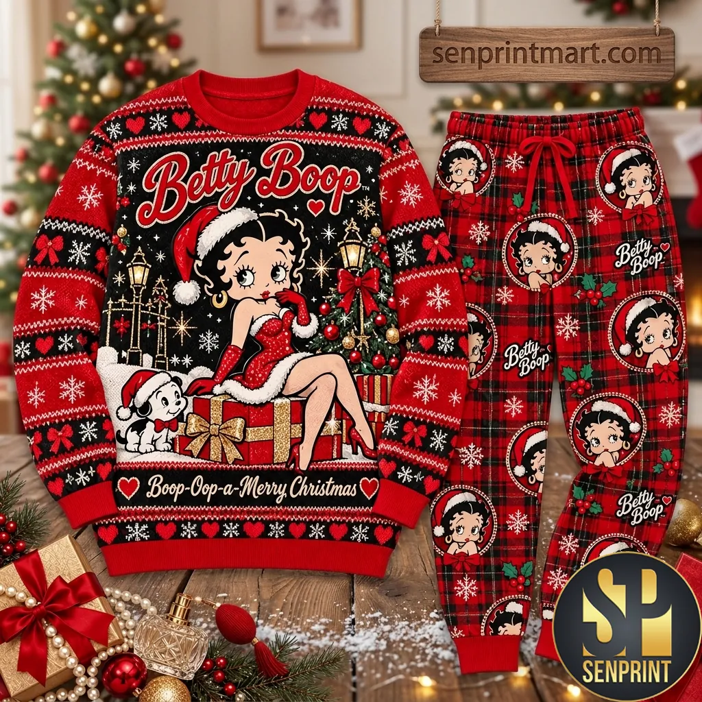 Betty Boop Christmas Festive Holiday Pajama Set