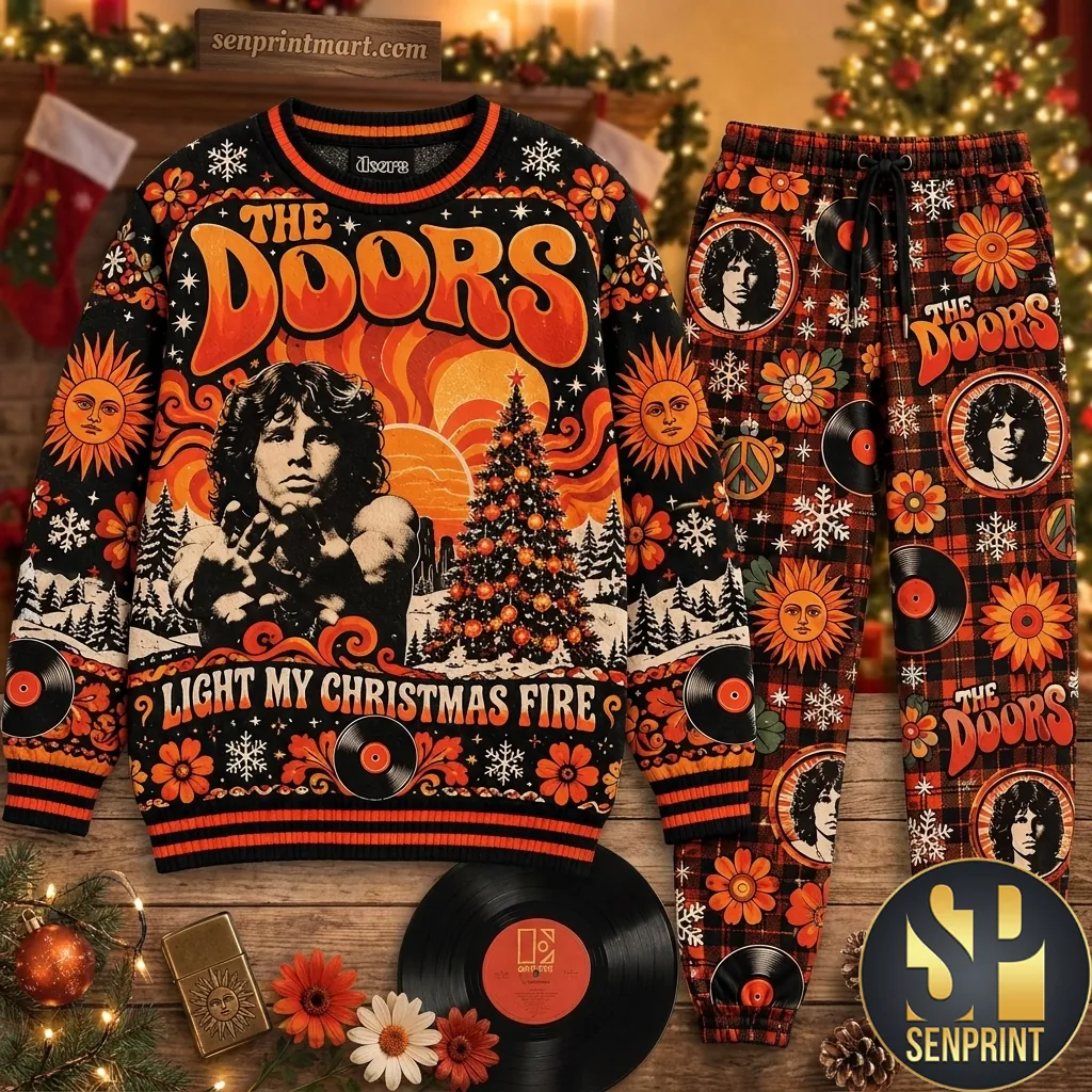 The Doors Light My Christmas Fire Jim Morrison Holiday Pajama Set