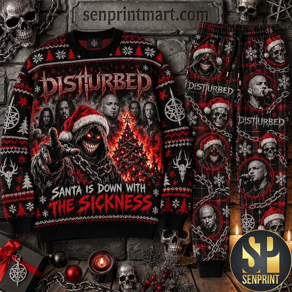 Disturbed Santa Down With The Sickness Christmas Pajama Set