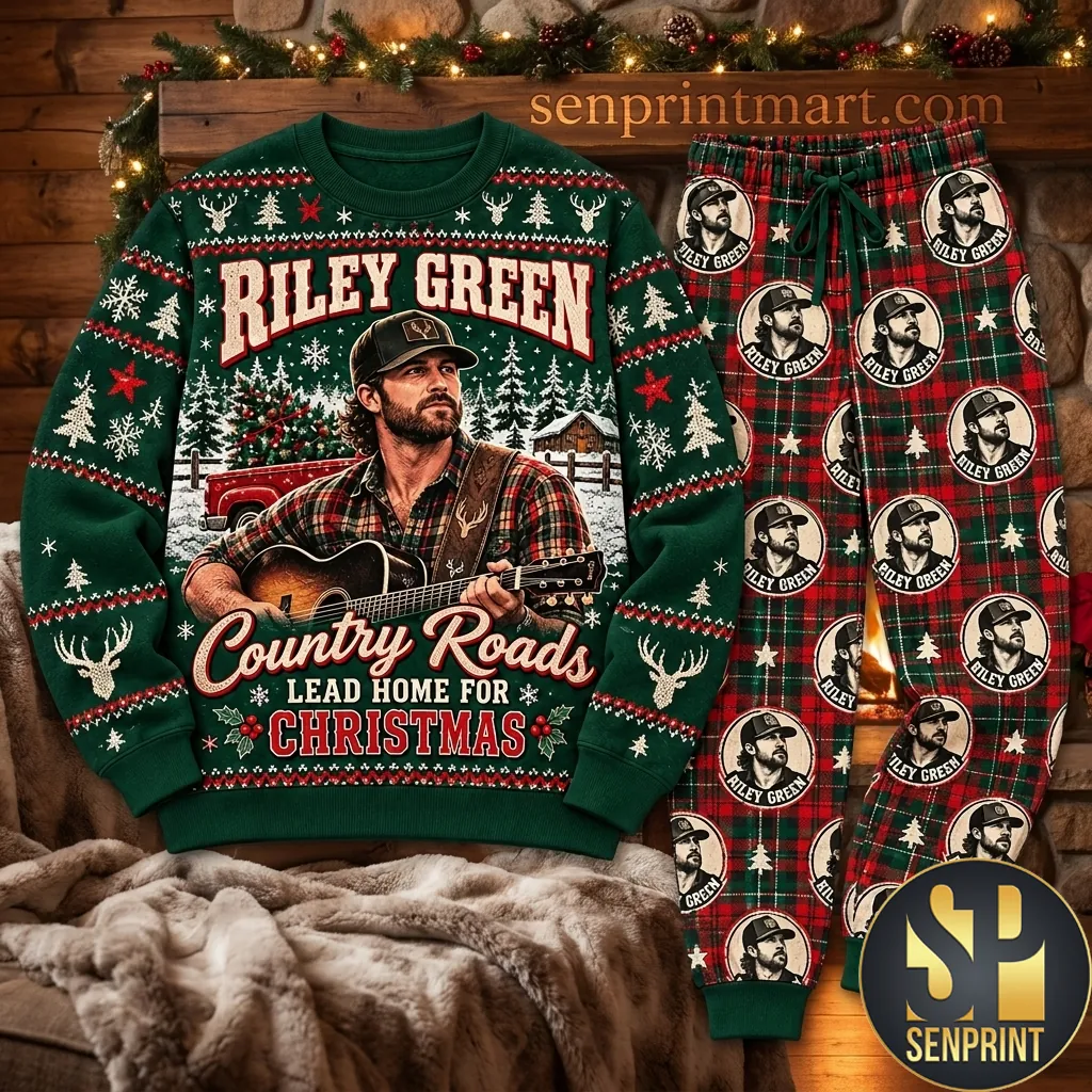 Riley Green Country Roads Christmas Holiday Pajama Set