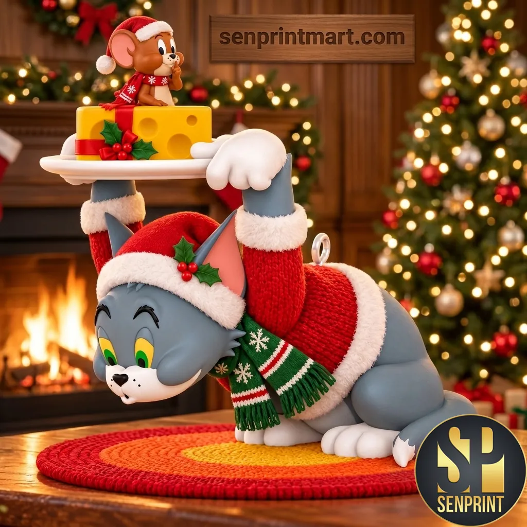 Tom and Jerry Christmas Festive Holiday Tree Ornament