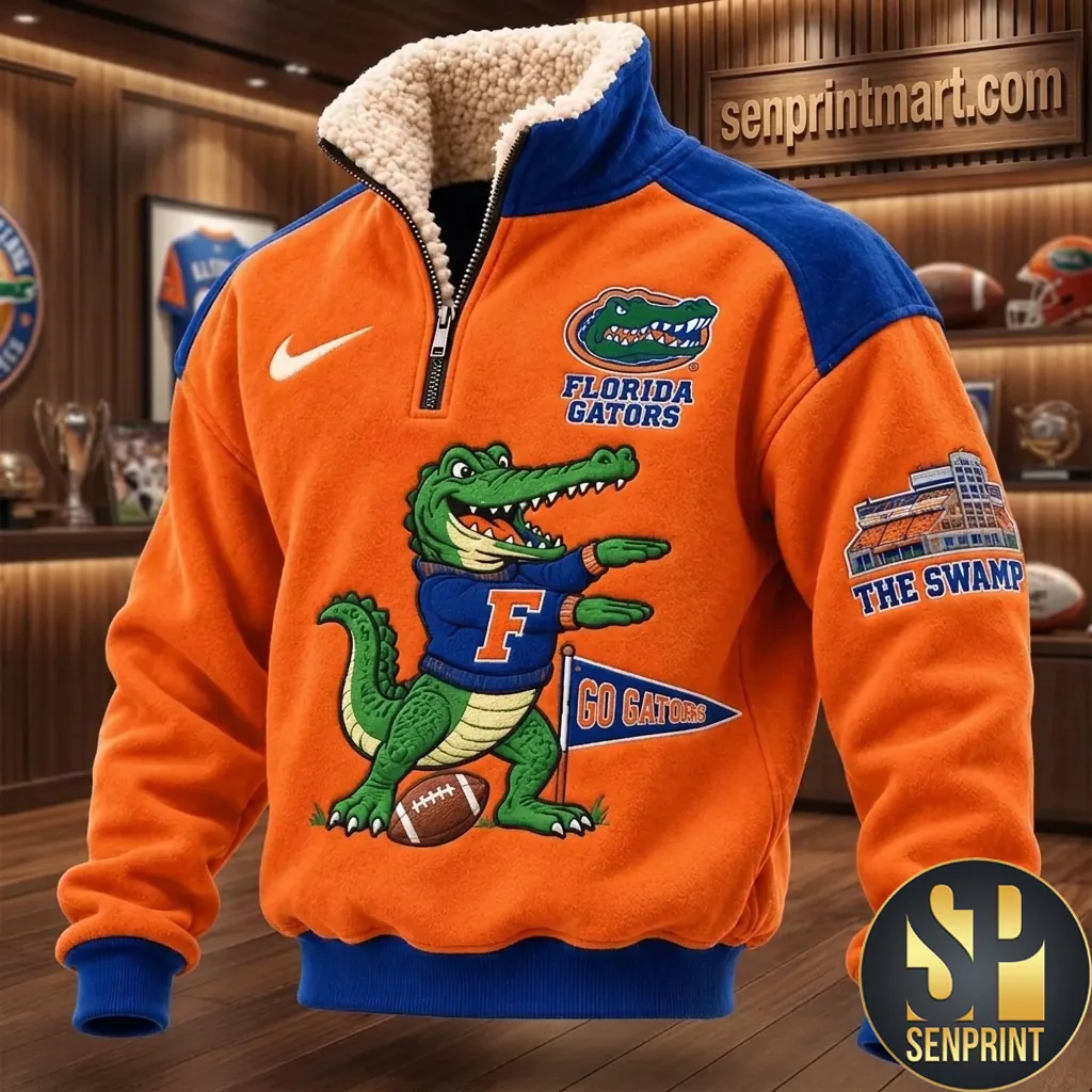 Florida Gators The Swamp Graphic Sherpa Lined Quarter Zip Fleece Jacket