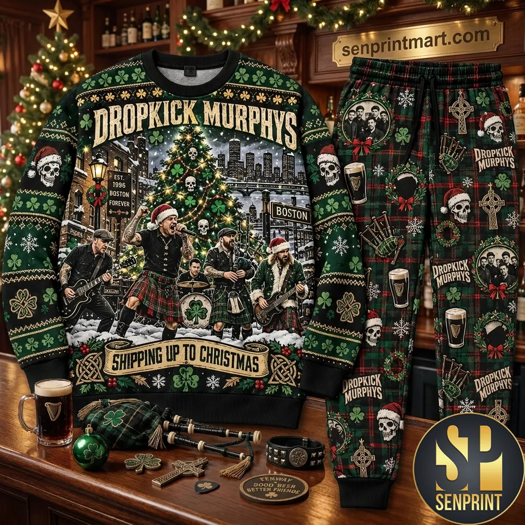 Dropkick Murphys Shipping Up To Christmas Ugly Christmas Pajama Set