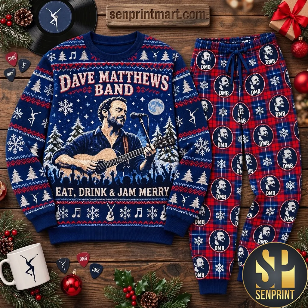 Dave Matthews Band Eat Drink & Jam Merry Ugly Christmas Pajama Set
