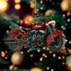 Indian Motorcycle 125th Anniversary Festive Santa Hat Christmas Lights 2 Sided Acrylic Ornament