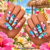 Powerpuff Girls Cartoon Character Theme Long Coffin Press On Nails