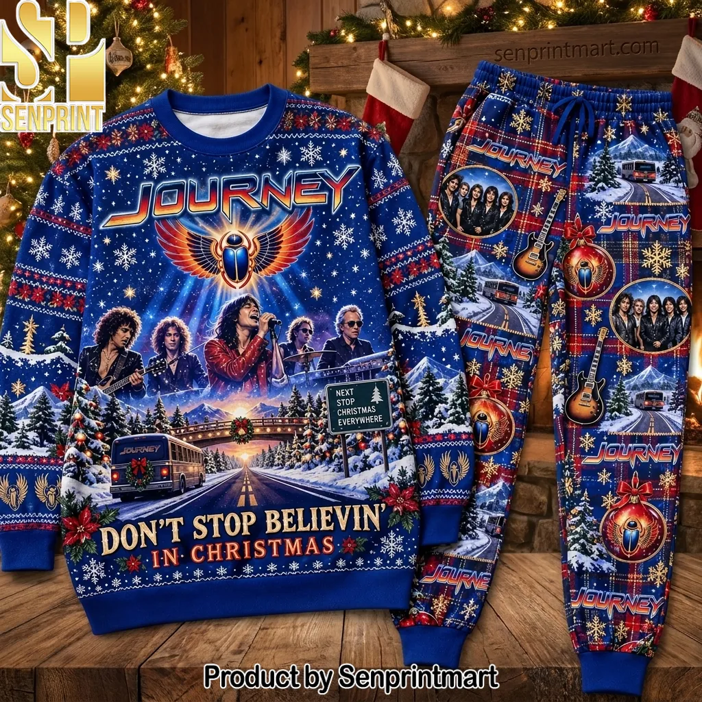 Journey Band Don’t Stop Believin Christmas Holiday Pajama Set