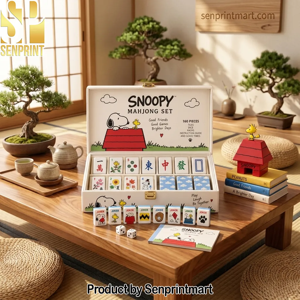 Snoopy Peanuts Character Premium 160 Piece Mahjong Set