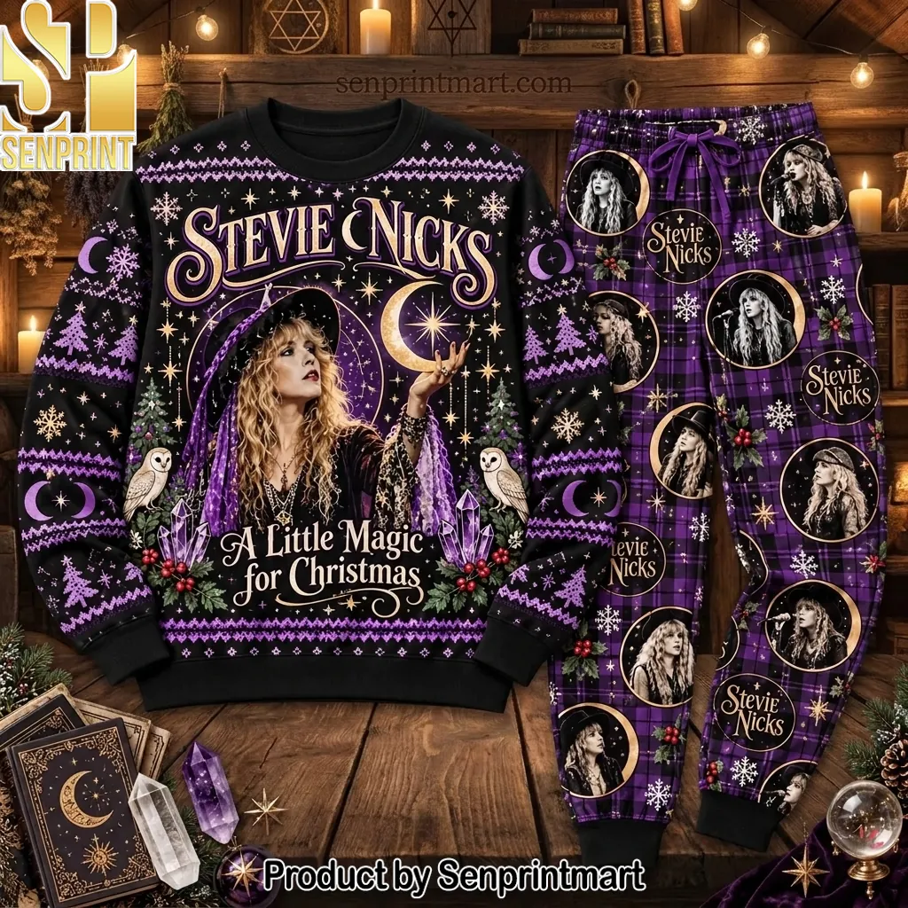Stevie Nicks A Little Magic Christmas Pattern Pajama Set