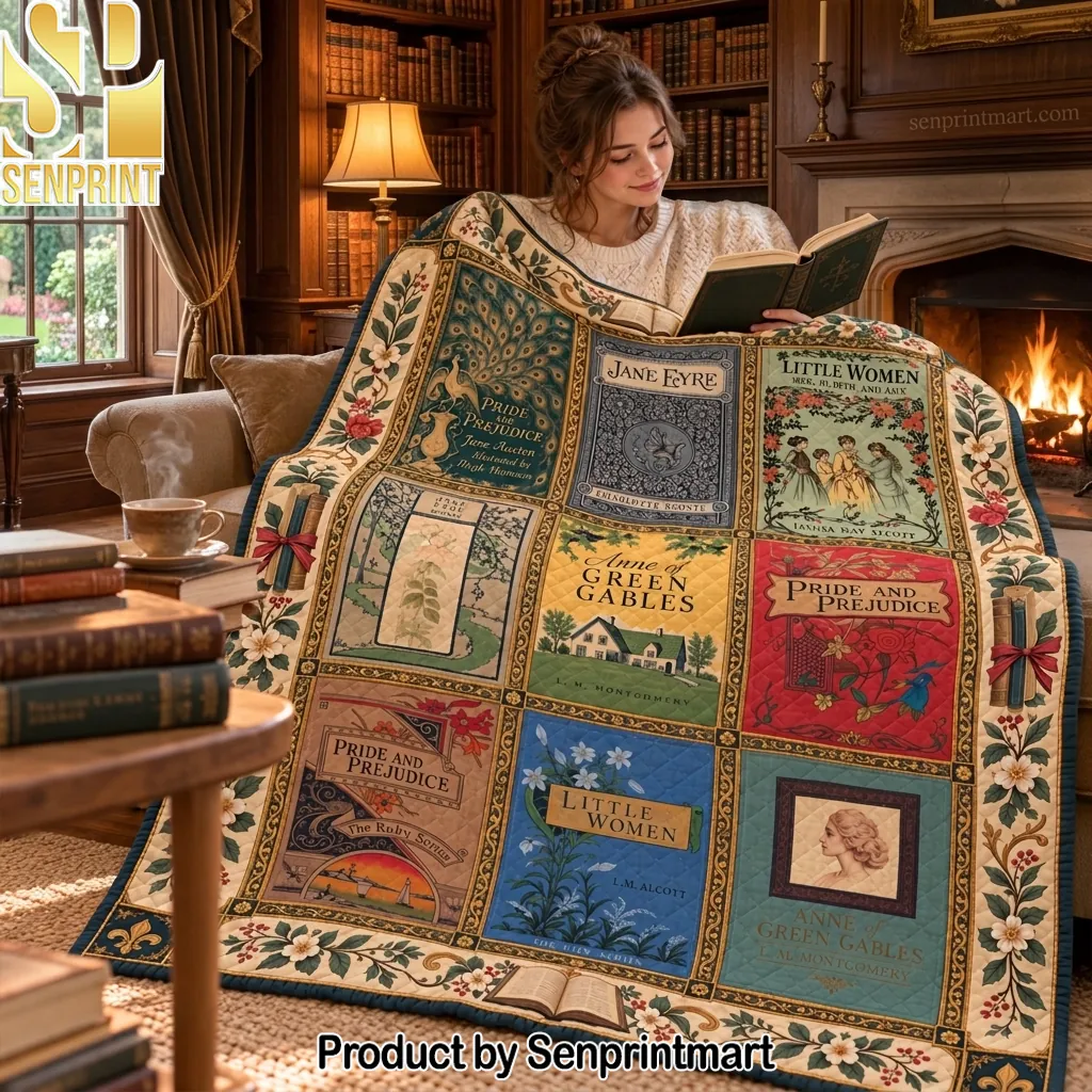 Classic Literature Book Covers Vintage Aesthetic Throw Blanket