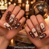 Pastel Blue Coffin Press On Nails with Bow and Heart Art Pastel Blue Coffin Press On Nails with Bow and Heart Art