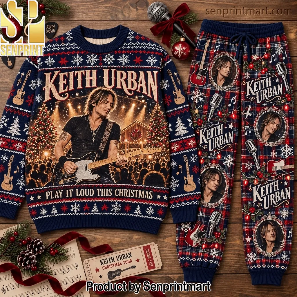 Keith Urban Play It Loud Christmas Music Fan Pajama Set