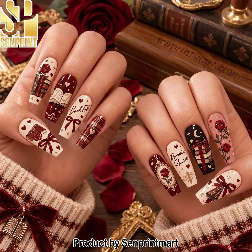 BookTok Romantic Reader Themed Luxury Press On Nails
