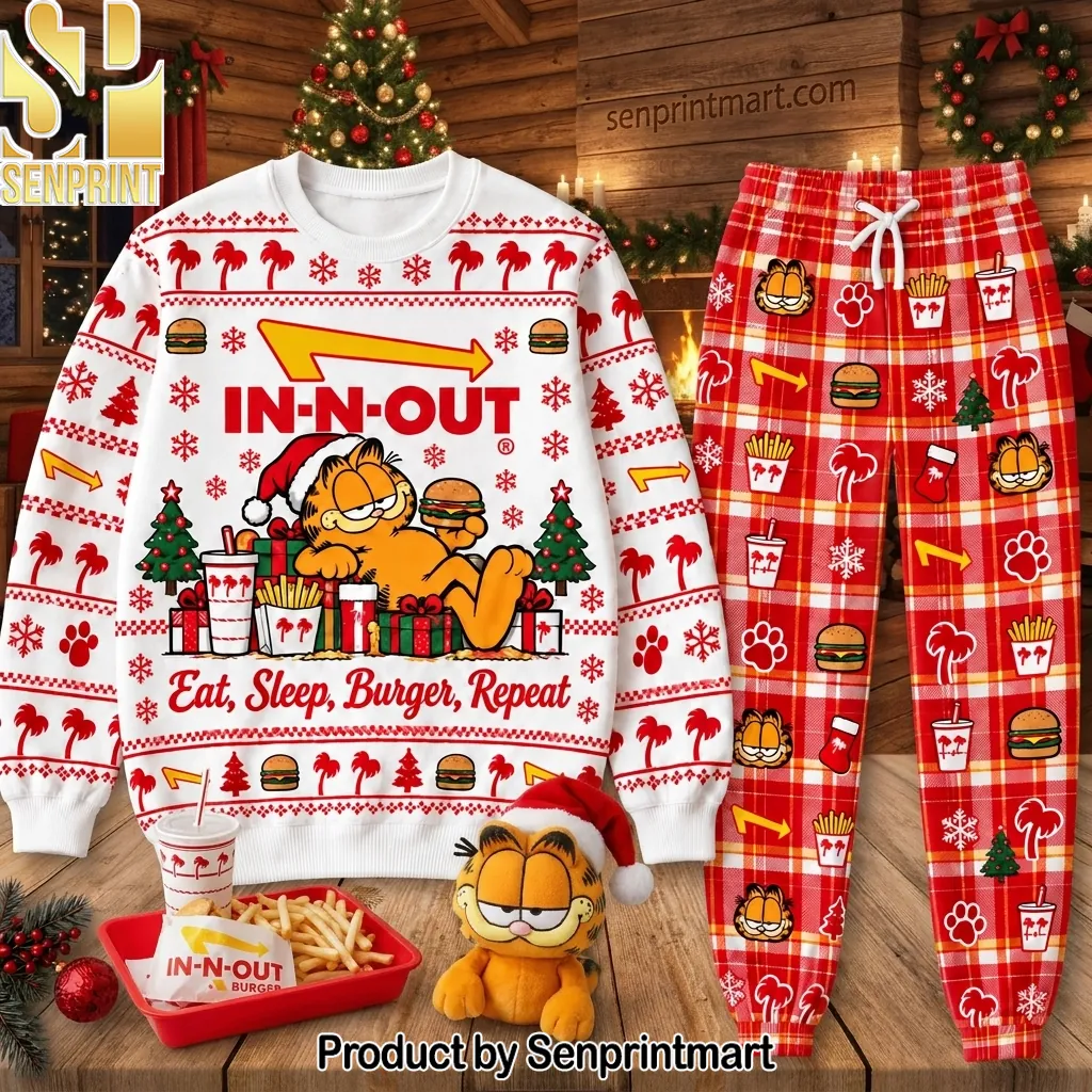 In-N-Out Burger Garfield Christmas Holiday Pajama Set