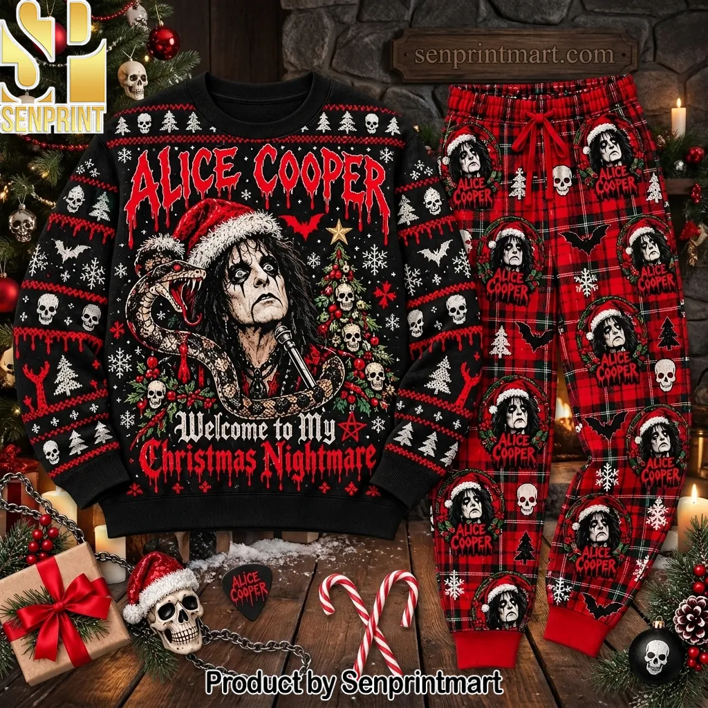 Alice Cooper Welcome To My Christmas Nightmare Ugly Christmas Pajama Set
