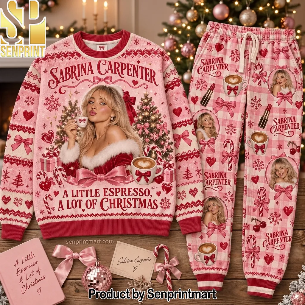 Sabrina Carpenter Espresso Christmas Holiday Pajama Set