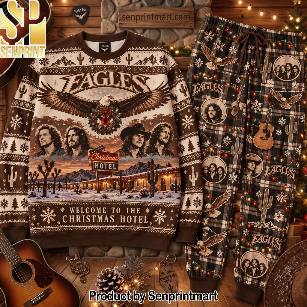 Eagles Band Christmas Hotel Holiday Pajama Set