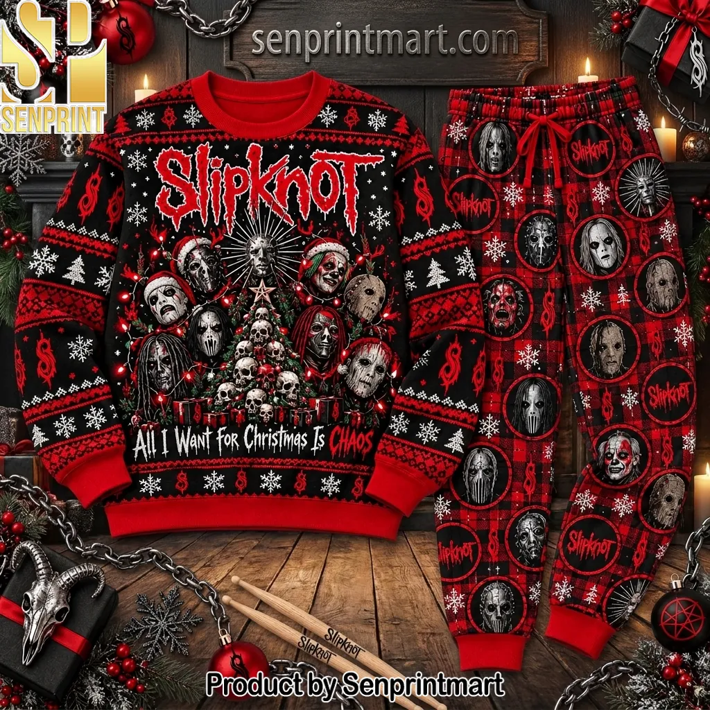 Slipknot All I Want For Christmas Is Chaos Ugly Christmas Pajama Set