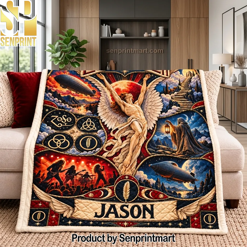 Led Zeppelin Zoso Personalized Jason Art Throw Blanket