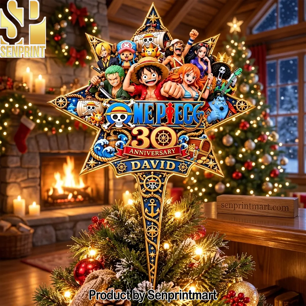 One Piece 30th Anniversary Personalized David Christmas Tree Topper