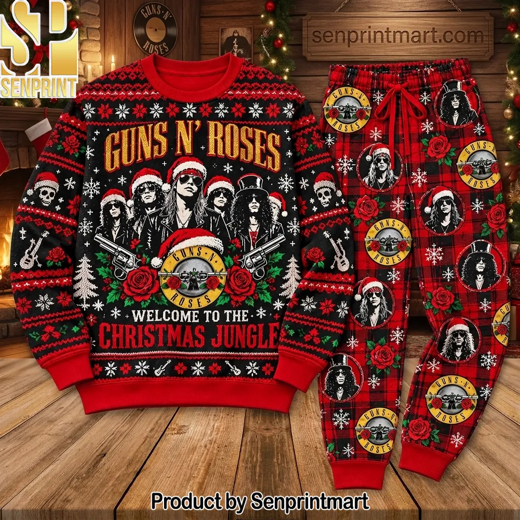 Guns N’ Roses Welcome To The Christmas Jungle Holiday Pajama Set