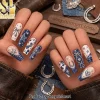 Pink Leopard Print and Heart Design Luxury Press On Nails