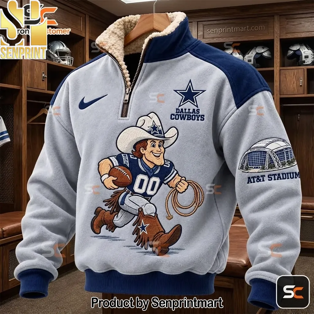 Dallas Cowboys AT&T Stadium Sherpa Lined Quarter Zip Hoodie