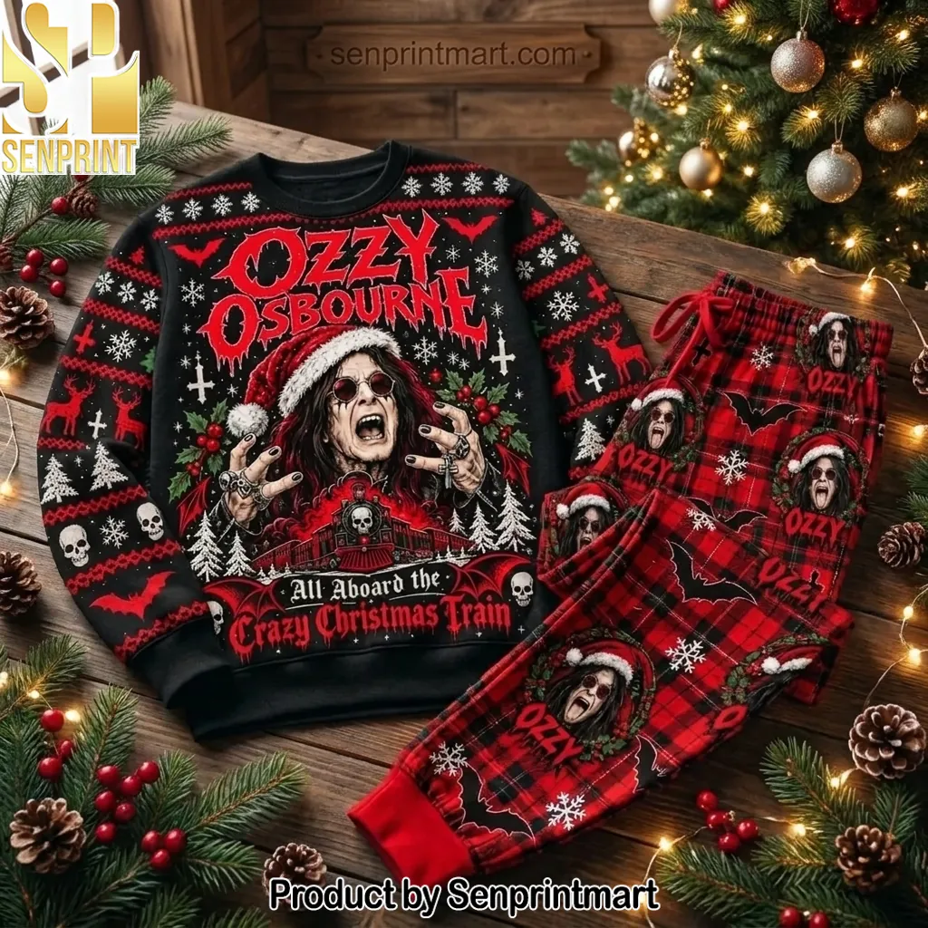 Ozzy Osbourne Crazy Christmas Train Holiday Pajama Set