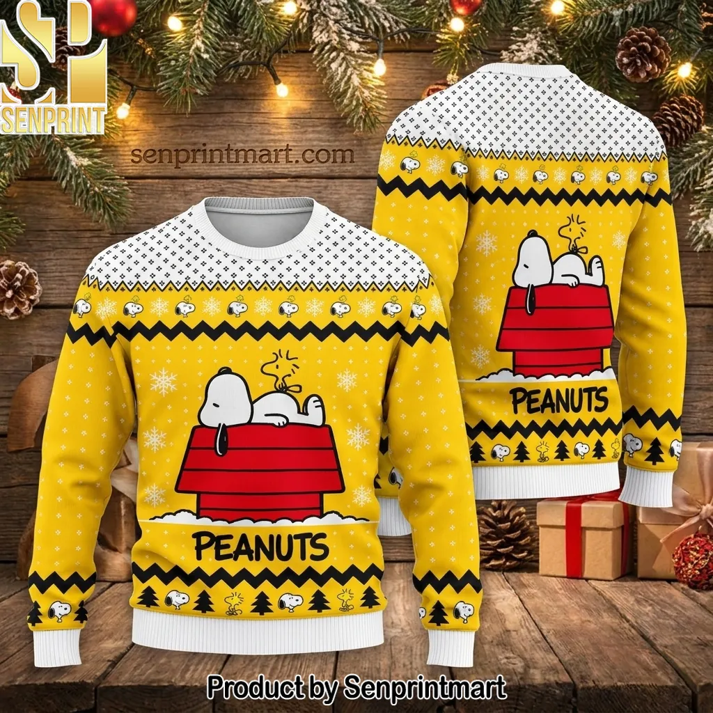 Snoopy Peanuts Yellow Christmas Holiday Ugly Sweater