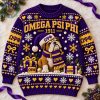 Omega Psi Phi 1911 Fraternity Bulldog Mascot Purple Gold Festive Ugly Christmas Sweater