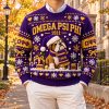 Omega Psi Phi 1911 Fraternity Bulldog Mascot Purple Gold Festive Ugly Christmas Sweater