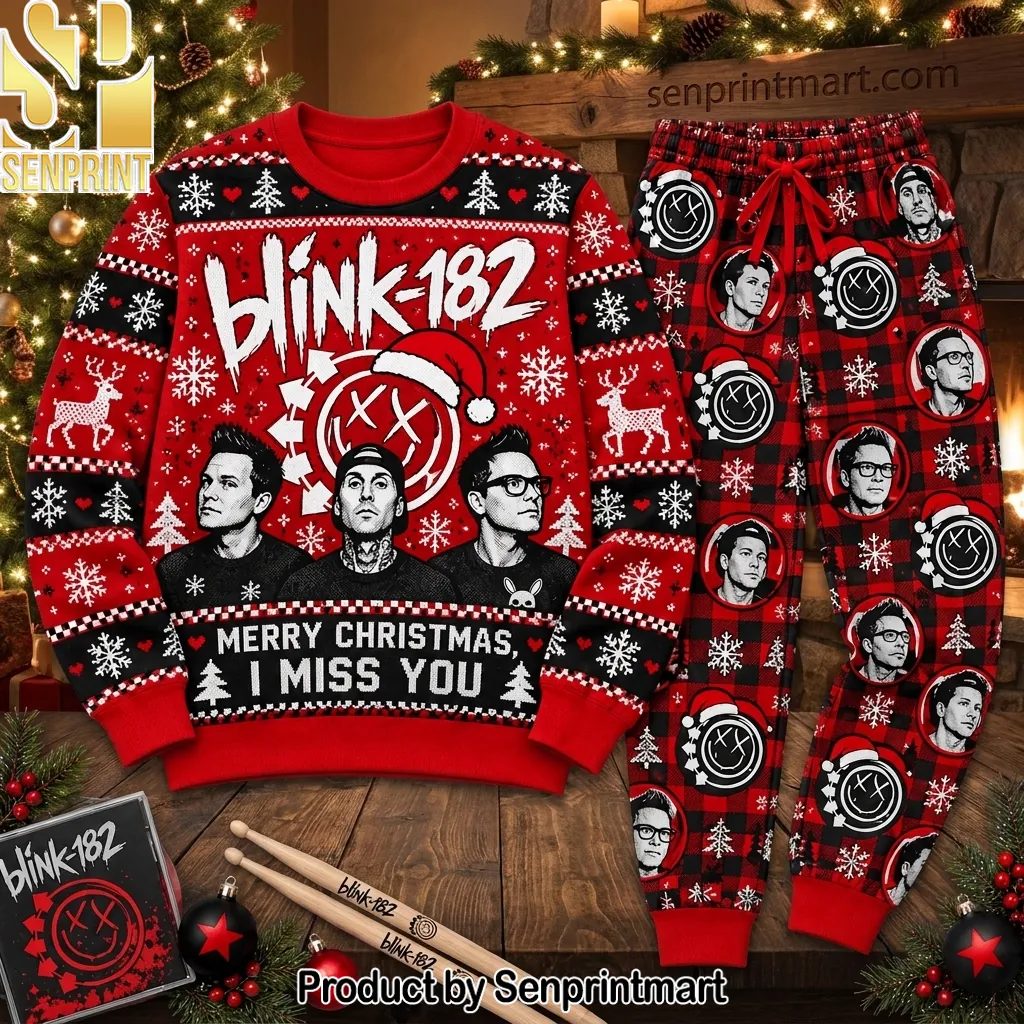 Blink-182 Merry Christmas I Miss You Band Ugly Christmas Pajama Set