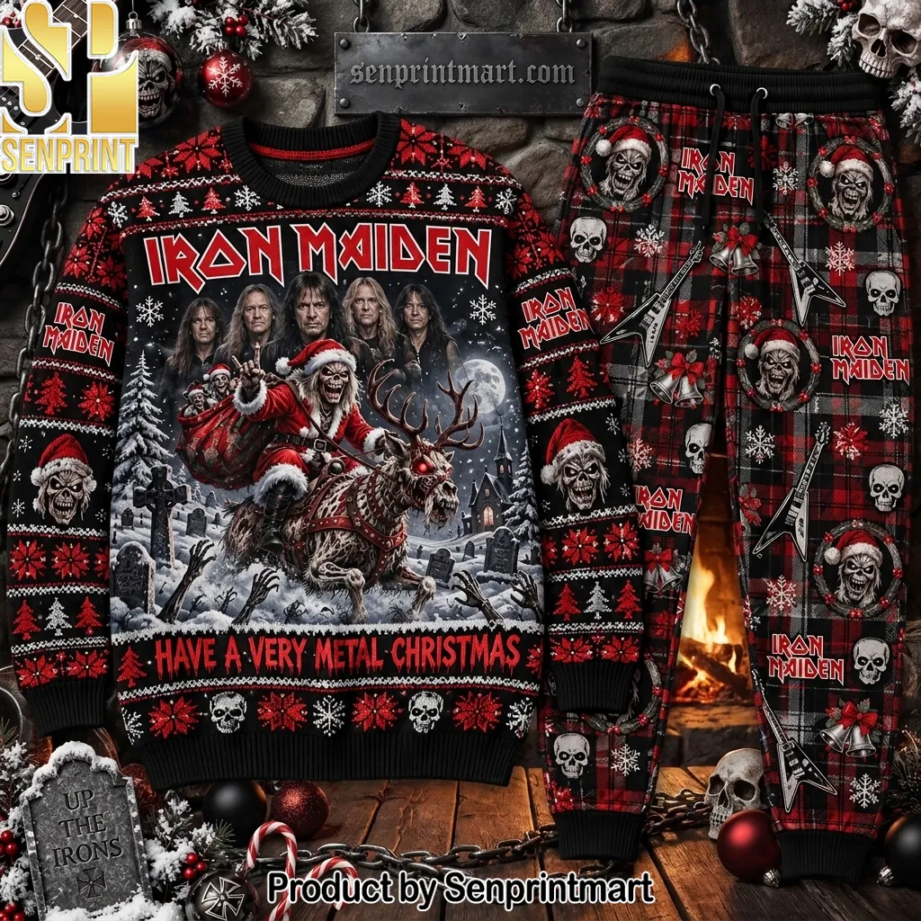 Iron Maiden Have A Very Metal Christmas Holiday Pajama Set