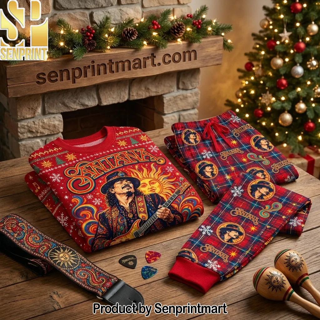 Santana Music Legend Christmas Pattern Pajama Set