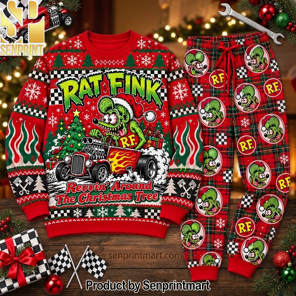 Rat Fink Revvin Around The Christmas Tree Holiday Pajama Set