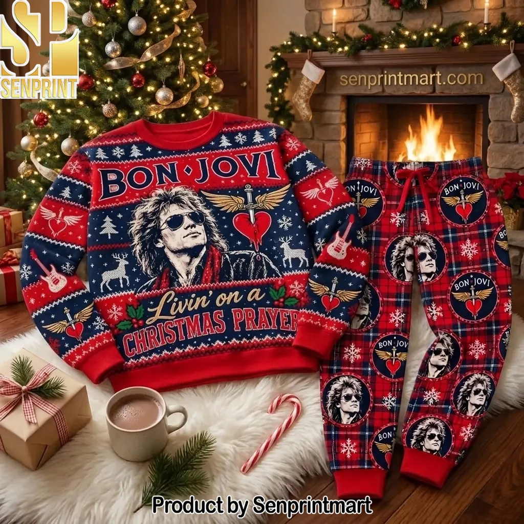 Bon Jovi Livin On A Prayer Christmas Holiday Pajama Set