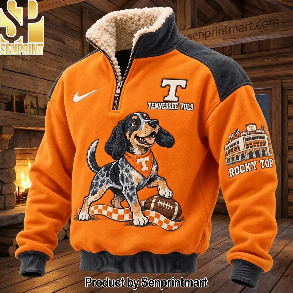 Tennessee Vols Rocky Top Mascot Sherpa Lined Quarter Zip Hoodie