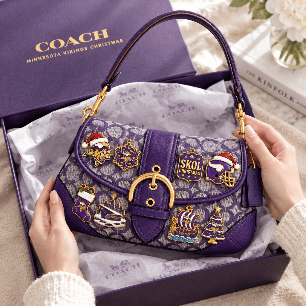 Minnesota Vikings Christmas Holiday Edition Purple Monogram Soho Shoulder Bag Minnesota Vikings Christmas Holiday Edition Purple Monogram Soho Shoulder Bag