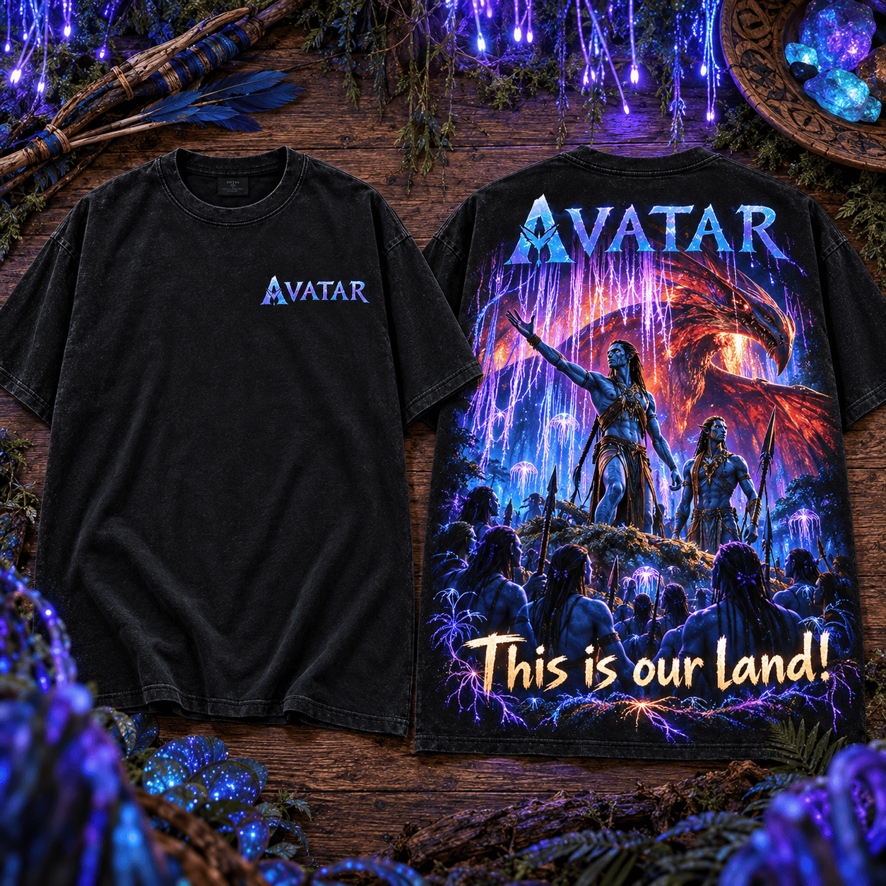 Avatar Movie Pandora Na’vi This Is Our Land Vintage Wash Graphic T-Shirt